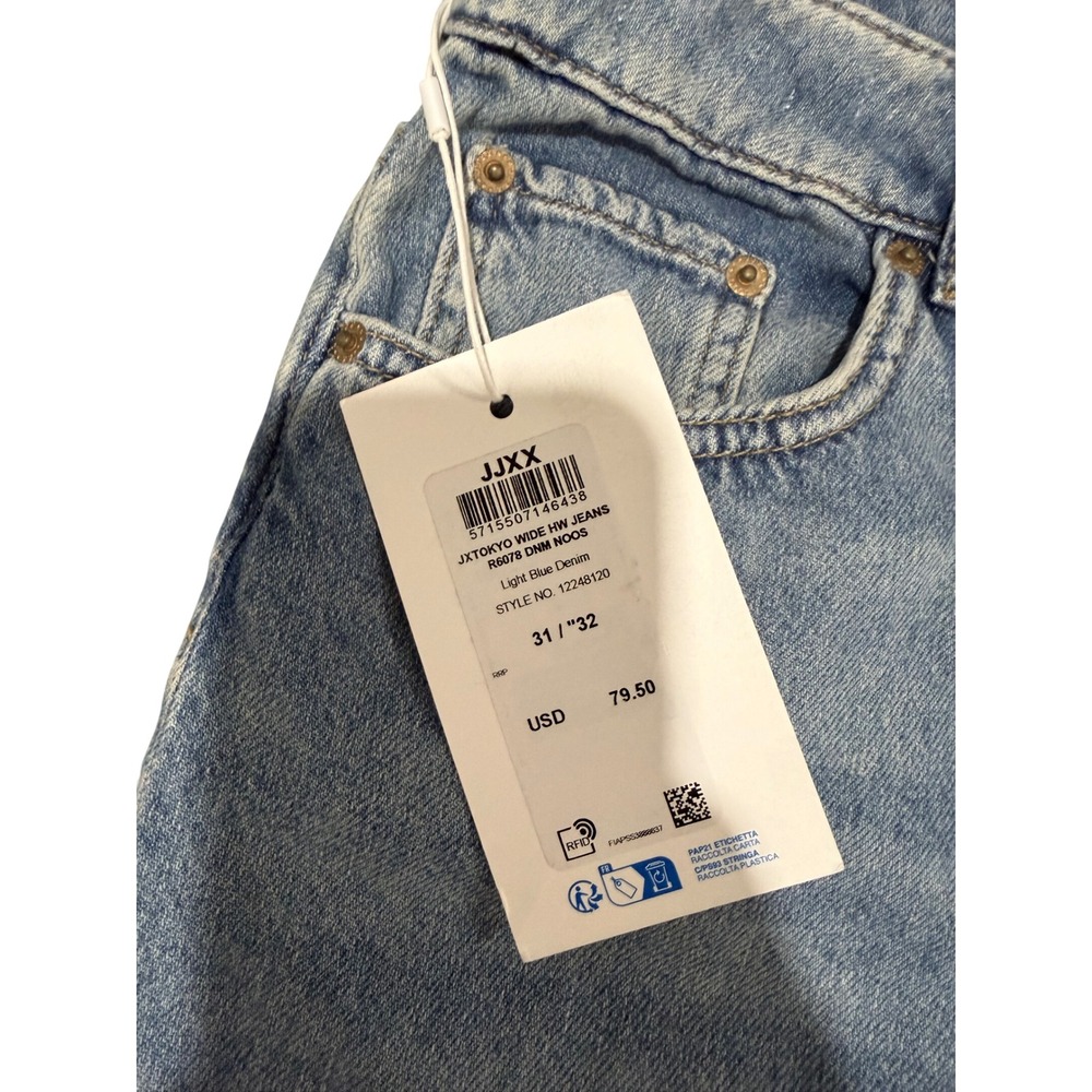 JJXX  Wide High Waist Light Blue Denim Jeans Size 31 W24 L28‎ - Picture 4 of 9